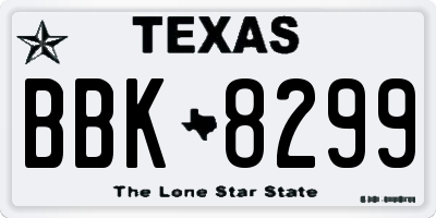 TX license plate BBK8299