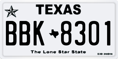 TX license plate BBK8301