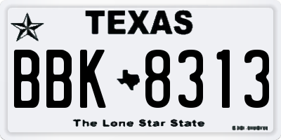 TX license plate BBK8313