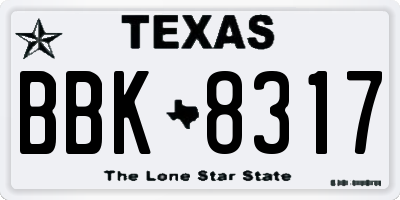 TX license plate BBK8317
