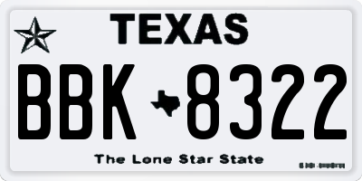 TX license plate BBK8322