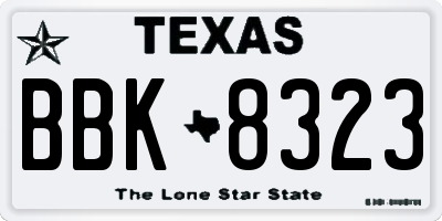 TX license plate BBK8323