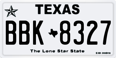 TX license plate BBK8327