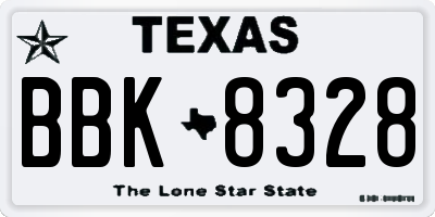 TX license plate BBK8328