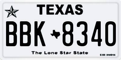TX license plate BBK8340