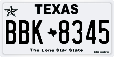 TX license plate BBK8345