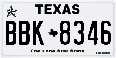 TX license plate BBK8346
