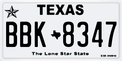 TX license plate BBK8347