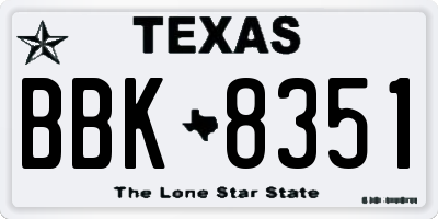 TX license plate BBK8351