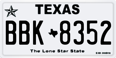 TX license plate BBK8352