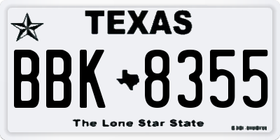 TX license plate BBK8355