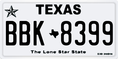 TX license plate BBK8399