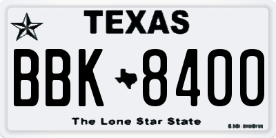 TX license plate BBK8400