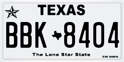 TX license plate BBK8404