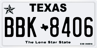 TX license plate BBK8406