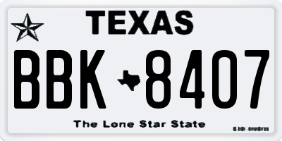 TX license plate BBK8407