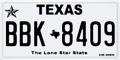 TX license plate BBK8409