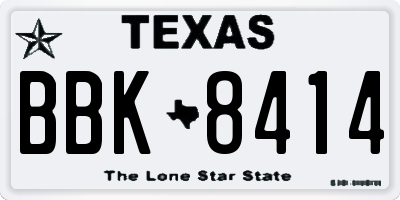 TX license plate BBK8414