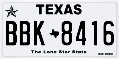 TX license plate BBK8416