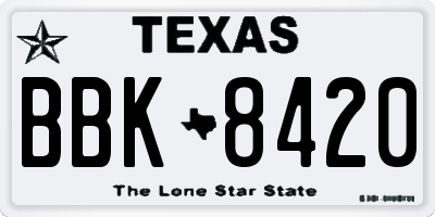 TX license plate BBK8420