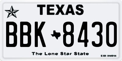 TX license plate BBK8430