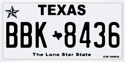 TX license plate BBK8436