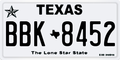 TX license plate BBK8452