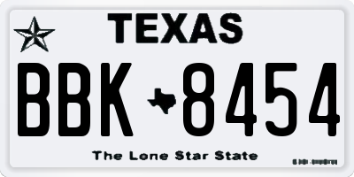 TX license plate BBK8454
