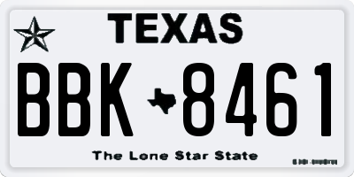 TX license plate BBK8461