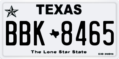 TX license plate BBK8465