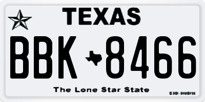 TX license plate BBK8466