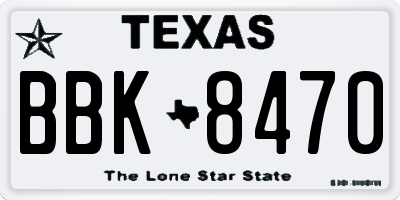 TX license plate BBK8470