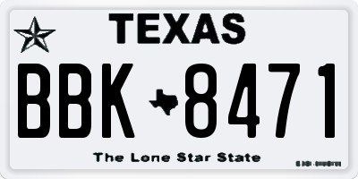 TX license plate BBK8471