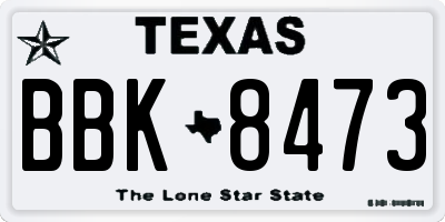 TX license plate BBK8473