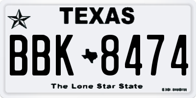 TX license plate BBK8474