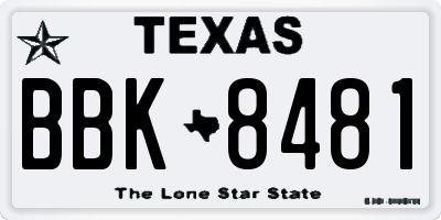 TX license plate BBK8481