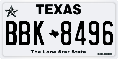TX license plate BBK8496