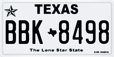 TX license plate BBK8498
