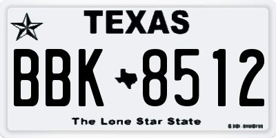 TX license plate BBK8512