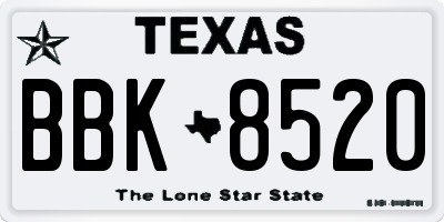 TX license plate BBK8520