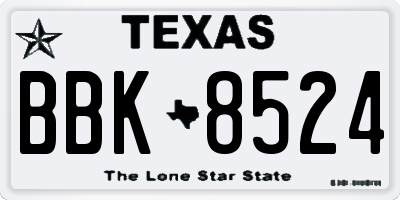 TX license plate BBK8524