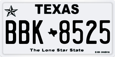 TX license plate BBK8525