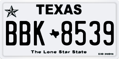 TX license plate BBK8539