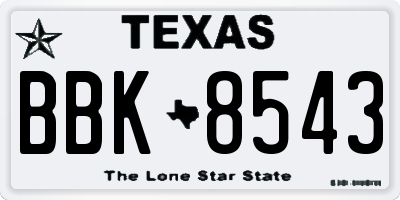 TX license plate BBK8543