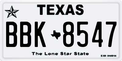 TX license plate BBK8547