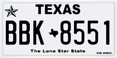 TX license plate BBK8551