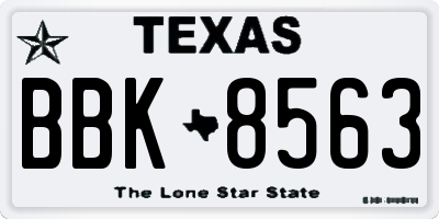 TX license plate BBK8563