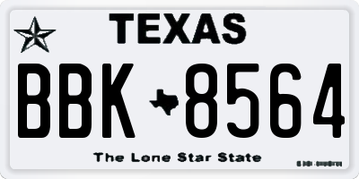 TX license plate BBK8564