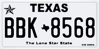 TX license plate BBK8568