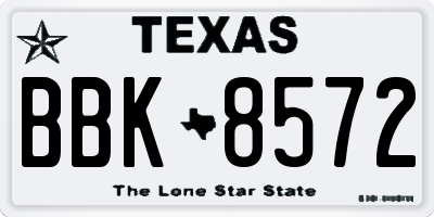 TX license plate BBK8572